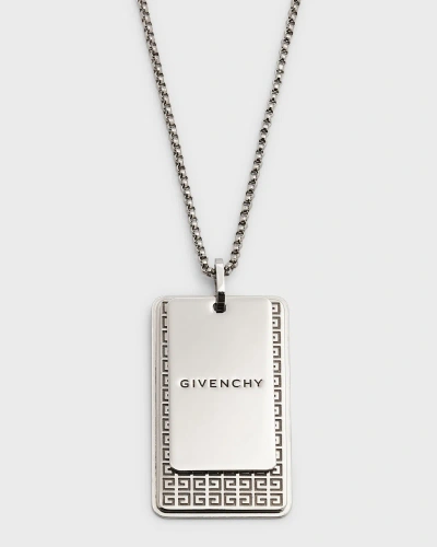 Givenchy Men's 4g Double Tag Necklace In Silvery