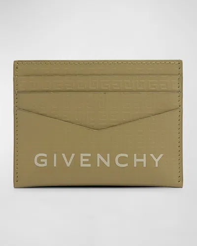 Givenchy Men's 4g-embossed Logo Leather Card Holder In Green