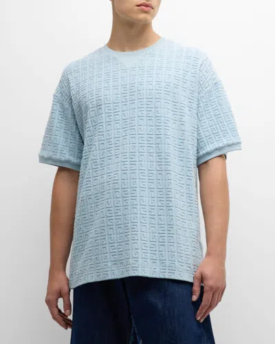 Givenchy Men's 4g Logo Jacquard Short-sleeve T-shirt In Sky Blue