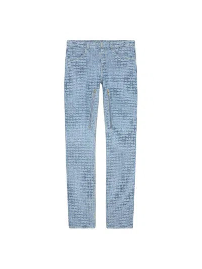 Givenchy Men's 4g-motif Straight-leg Jeans In Light Blue For Ss24