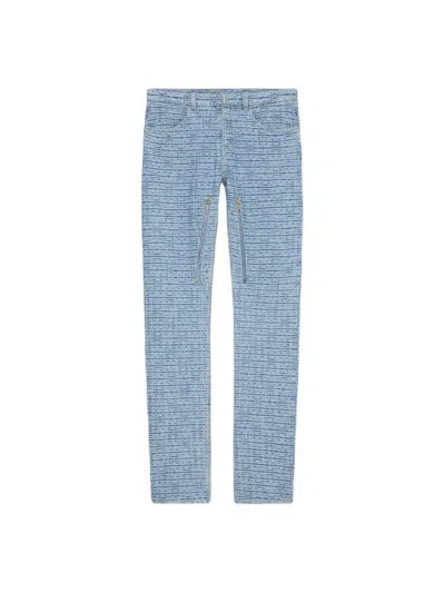 Givenchy Clear Blue 4g-motif Straight-leg Jeans For Men