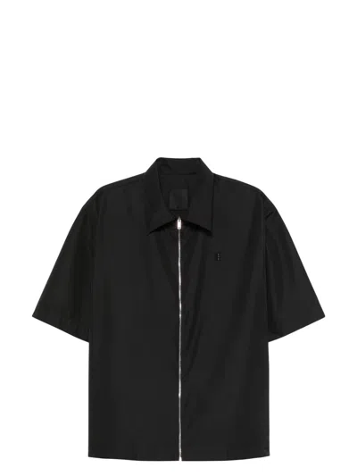 GIVENCHY MEN'S 4G PLAQUE ZIPPED SHIRT