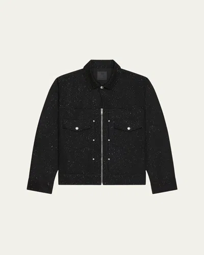 Givenchy Men's 4g Sequined Denim Work Jacket In Black