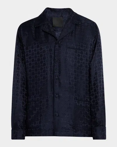 Givenchy Men's 4g Silk Pajama Shirt In Dark Blue