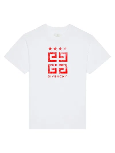 Givenchy Men's 4g Stars Slim Fit T-shirt In Cotton In White/red
