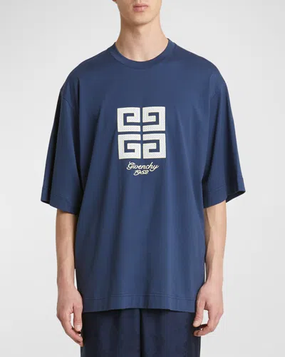 Givenchy Men's 4g Studio Fit Short-sleeve Cotton T-shirt In Medium Blue