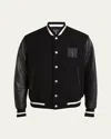 Givenchy Varsity Wool Blend Bomber With Leather Sleeves In Black