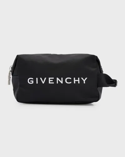 Givenchy Men's 4g-zip Nylon Logo Toiletry Pouch In Black