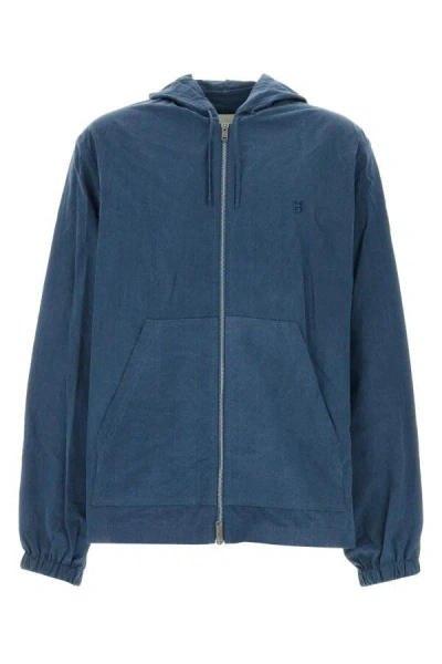 Givenchy Cotton Jacket With Hood And Front Pockets In Blue