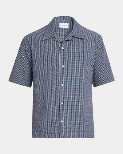 GIVENCHY MEN & APOS;S CHECKED COTTON BOWLING SHIRT WITH EMBROIDERY