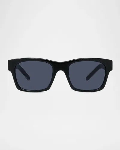 Givenchy Men & Apos;s Day Acetate-nylon Rectangular Sunglasses In Shiny Blac