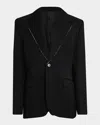 Givenchy Men & Apos;s Fitted Wool Raw-edge Two-button Blazer In Black