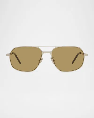 Givenchy Men & Apos;s Gv One Metal Aviator Sunglasses In Gold Brown