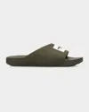 Givenchy Label Slide Flat Mules In Rubber In Green
