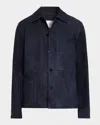 Givenchy Blue Jacket With Classic Collar And Front Pockets Insuede Man In Blue