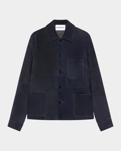 Givenchy Men & Apos;s Leather Patch-pocket Shirt Jacket In Multi