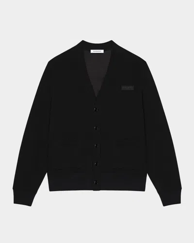 Givenchy Men & Apos;s Lined Cotton Knit Cardigan With Label In Black