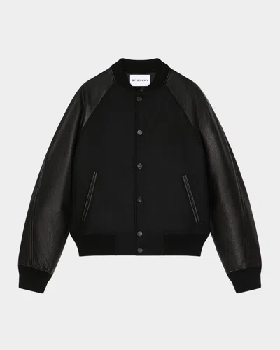GIVENCHY MEN & APOS;S MIXED MATERIAL WOOL AND LEATHER BOMBER JACKET
