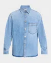 Givenchy Men's Stone-washed Denim Shirt In Blue