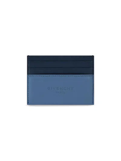 Givenchy Men's Antigona Stamped Bicolored Card Holder In Leather In Blue