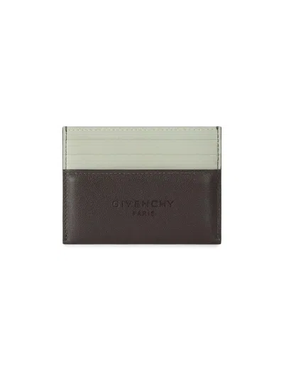 Givenchy Men's Antigona Stamped Bicolored Card Holder In Leather In Brown