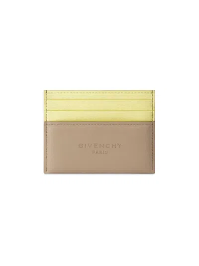 Givenchy Men's Antigona Stamped Bicolored Card Holder In Leather In Yellow