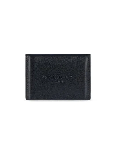 Givenchy Men's Antigona Stamped Flap Card Holder In Leather In Black