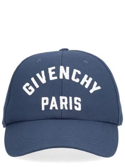 Givenchy Men Baseball Cap With Embroidered Logo In Blue