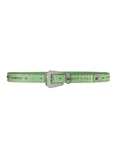 Givenchy Men's Belt In Leather With Studs And Crystals In Mint Green