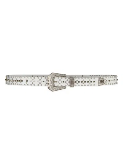 Givenchy Men's Belt In Leather With Studs And Crystals In White