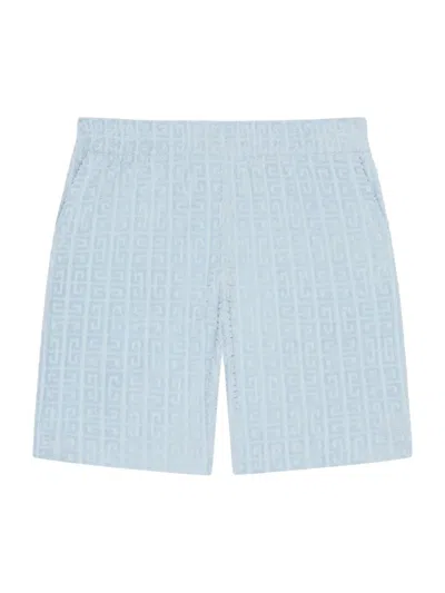Givenchy Men's Bermuda Shorts In 4g Towelling Cotton Jacquard In Blue