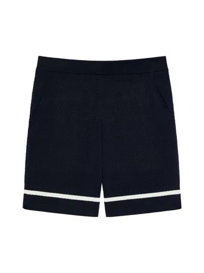 Givenchy Bermuda Shorts In Knit With  Paris Embroidery In Blue