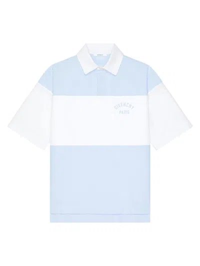 Givenchy Bicolor Polo In Cotton With  Paris Embroidery In White