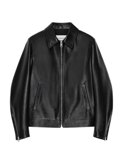 Givenchy Men's Biker Zipped Blouson In Leather In Black