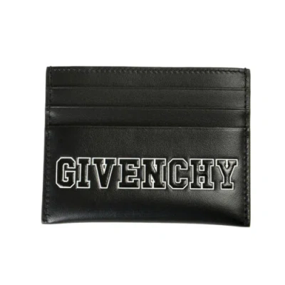 Pre-owned Givenchy Men's Black 100% Leather Logo Print Card Case