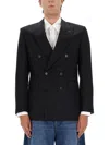 Givenchy Stripe-pattern Double-breasted Blazer In Black