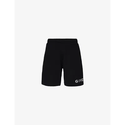 Givenchy Mens Black Brand-print Elasticated-waistband Cotton-jersey Shorts