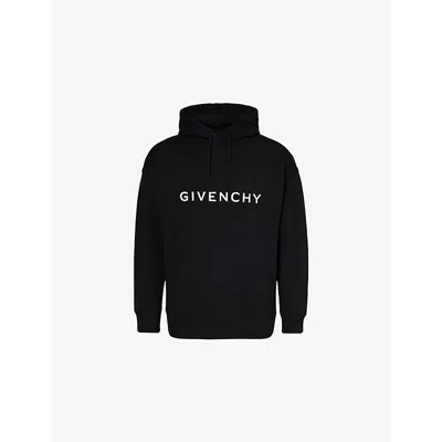 Givenchy Mens Black Brand-print Slim-fit Cotton-jersey Hoody
