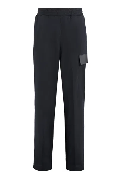 Givenchy Men's Black Cotton Cargo Trousers With Leather Details