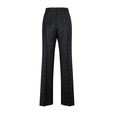 GIVENCHY MEN'S BLACK NO SIDESEAM STRAIGHT FIT WOOL PANTS FOR FW23
