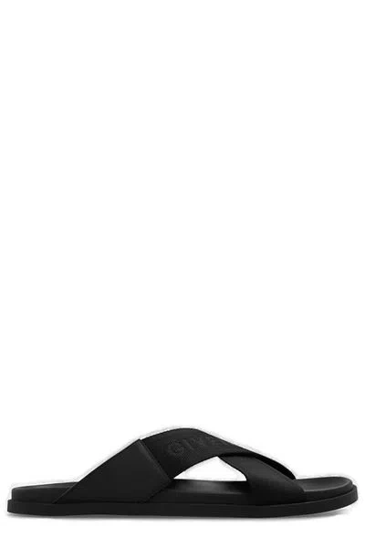 Givenchy Men's Black Nylon Crossed Strap Sandals For Fw23