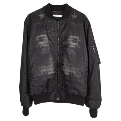 Pre-owned Givenchy Men's Black Nylon Jesus Bomber Jacket It50, Circa 2016