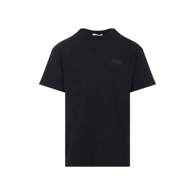 Givenchy Black Crewneck T-shirt With Logo Patch On The Front In Cotton Man