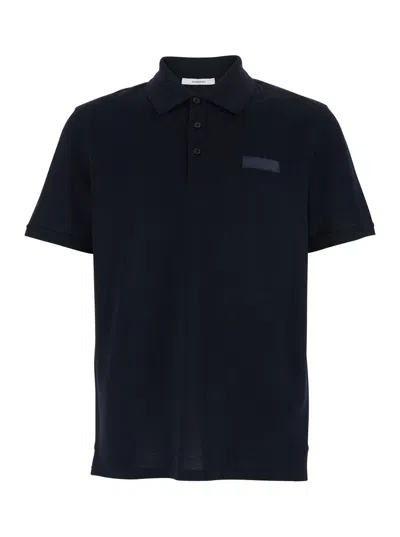 Givenchy Blue Polo Shirt With Classic Collar And Logo Patch On The Front In Cotton Man In Black