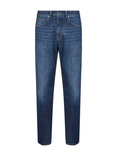 Givenchy Men Blue Washed Denim Straight Jeans
