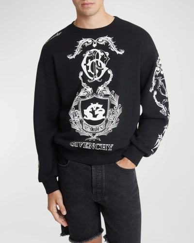 Givenchy Men's Crest Boxy Fit Sweatshirt In Fleece In Black