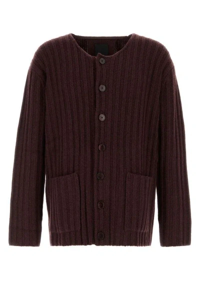 Givenchy Men Burgundy Cashmere Cardigan In Red