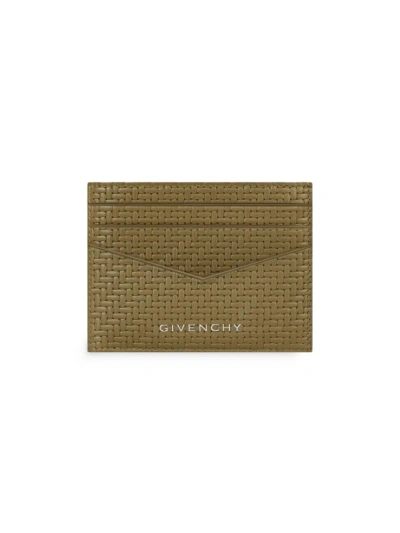 Givenchy Men's Card Holder In Braided Effect Leather In Khaki