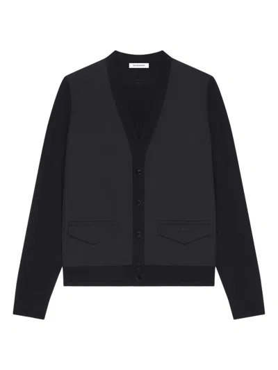 Givenchy Men's Cardigan In Cotton Knit With Paris Jacquard In Black
