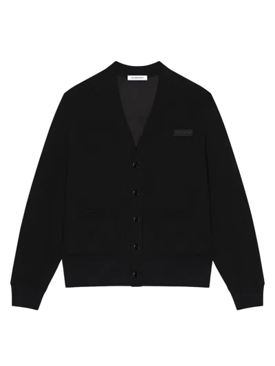 Givenchy Men's Cardigan In Cotton With Paris Gros Grain In Black
